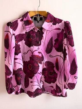 RACHEL Rachel Roy Pink & Plum Floral Button-Up Blouse